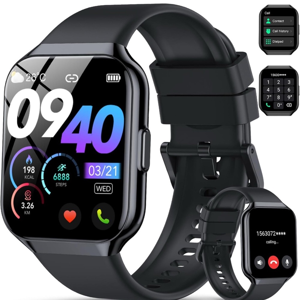 NIB Black Smartwatch with Fitness Tracker and Call Functionality